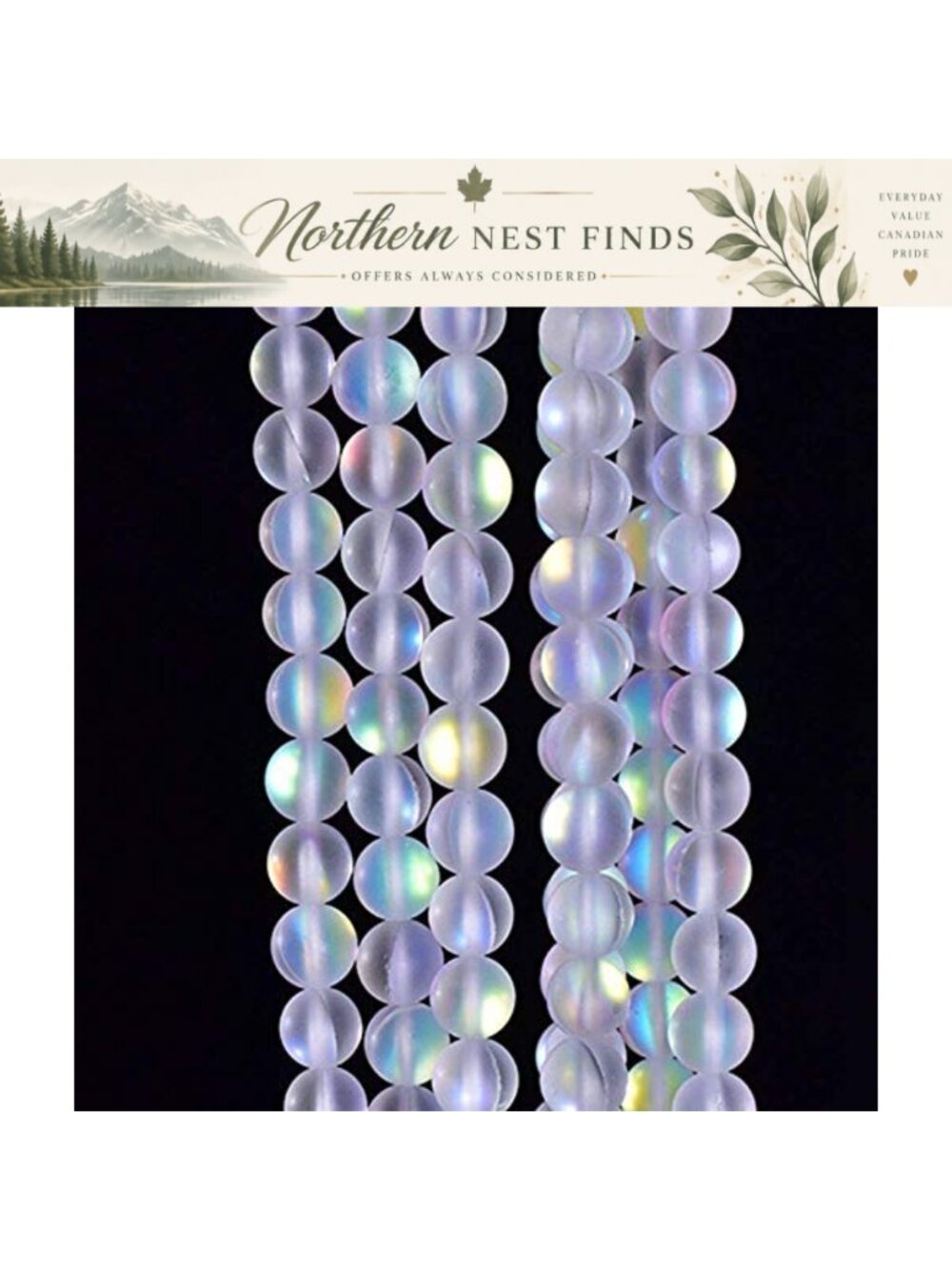 8mm Natural White Mystic Aura Quartz Beads Frosted Matte Finish 48 Pieces